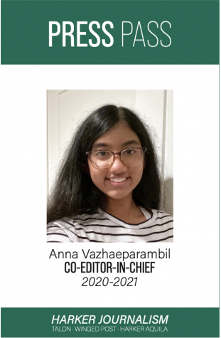 Anna Vazhaeparambil from The Harker School in San Jose is Californias Student Journalist of the Year and will represent the state in the national level. Vazhaeparambil is editor-in-chief of the Aquila online news site.